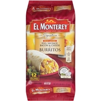 El Monterey Signature Meat Lovers Egg, Sausage, Bacon & Cheese Burrito 3.38 lb. Bag Product Image