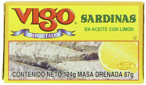 Vigo Sardines In Oil With Lemon, 4.375-Ounce Cans (Pack Of 10) Food Product Image