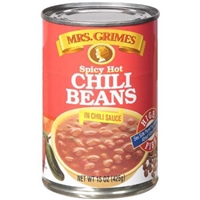 Mrs. Grimes Chili Beans Spicy Hot, In Chili Sauce Food Product Image