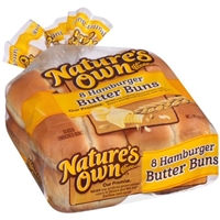 Nature's Own Hamburger Buns Butter - 8 CT Food Product Image