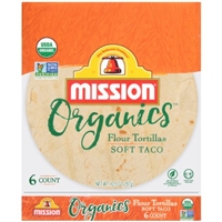 Mission Organics Soft Taco Flour Tortillas 6 ct Bag Food Product Image