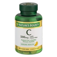 Nature's Bounty Chewable Vitamin C-500 mg with Rose Hips Natural Orange Flavor - 90 CT