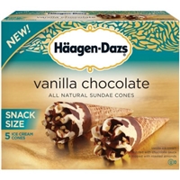 Haagen-Dazs Ice Cream Cones Snack Size, Vanilla Chocolate Food Product Image
