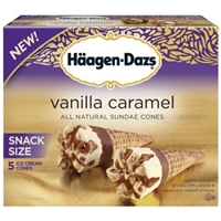 Haagen-Dazs Ice Cream Cones Snack Size, Vanilla Caramel Food Product Image