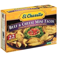 El Charrito Beef & Cheese Mini Tacos Frozen Dinner 22 ct Box Food Product Image