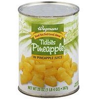 Wegmans Pineapple Tidbits, In Pineapple Juice Food Product Image