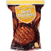Great Value Beef Burgers 75/25 100% Pure Food Product Image