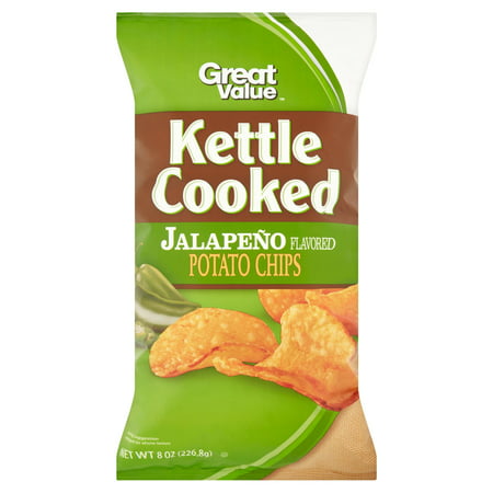 Great Value Kettle Cooked Jalapeno Flavored Potato Chips, 8 oz Food Product Image
