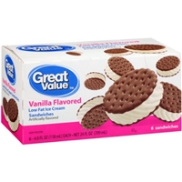 Great Value Ice Cream Sandwiches Low Fat, Vanilla Flavored Allergy and ...