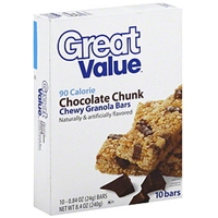 Great Value Chewy Granola Bars 90 Calorie, Chocolate Chunk Food Product Image