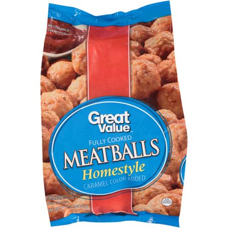 Great Value Fully Cooked Homestyle Meatballs Food Product Image