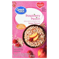 Great Value Instant Oatmeal, Raspberry Peach, 10 Count Product Image