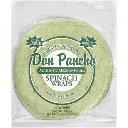 Don Pancho Fresh Tortillas Spinach Wraps Food Product Image