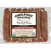 Organic Prairie Beef Hot Dogs Uncured Frozen 7 Ct Food Product Image