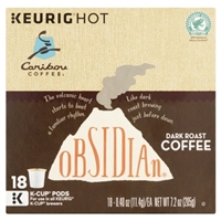Caribou Coffee Obsidian Dark Roast Coffee - K-Cup Pods - 18ct