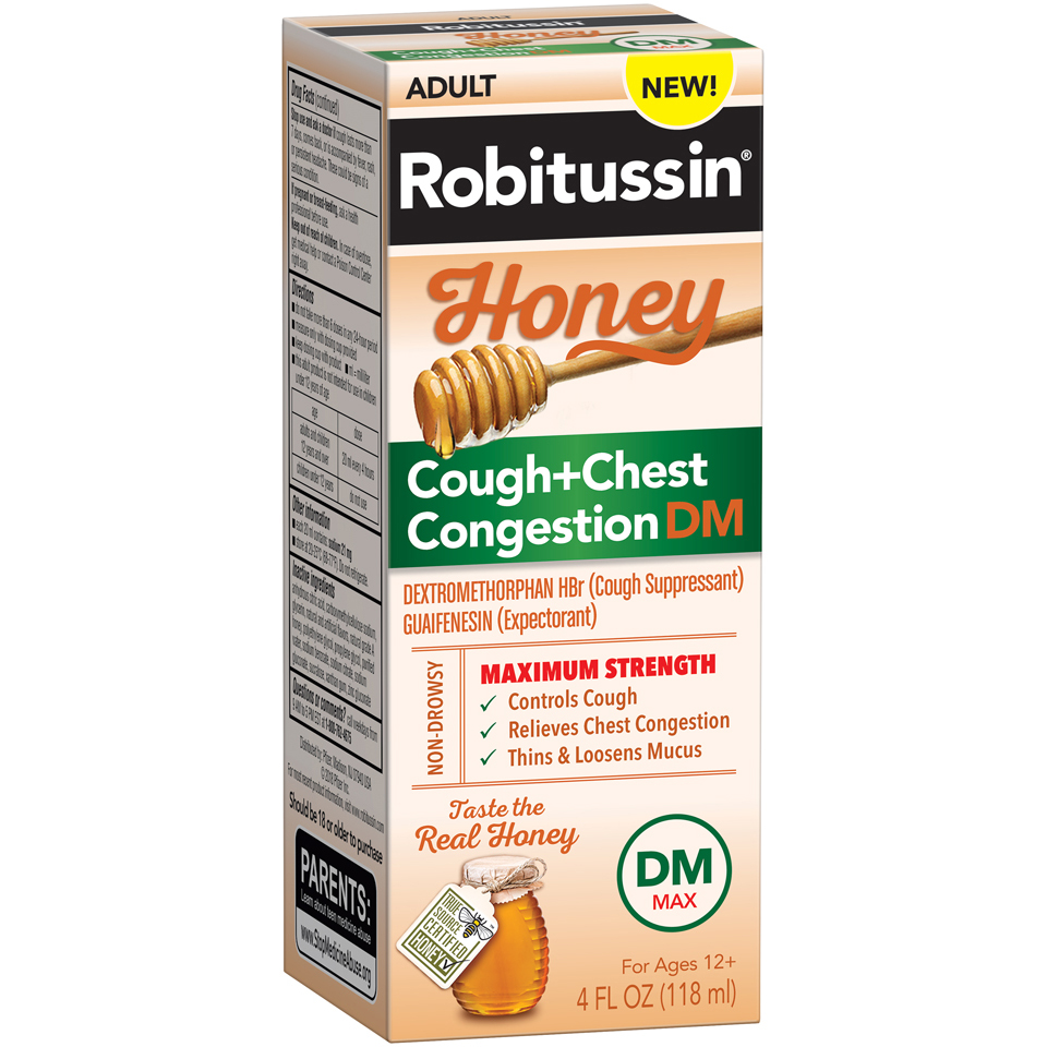 Robitussin Cough + Chest Congestion DM, Non-Drowsy, Maximum Strength ...