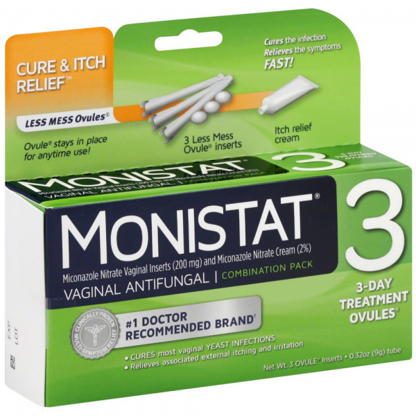 Monistat 3 Vaginal Antifungal 3 Day Treatment Ovule Inserts Dual Action