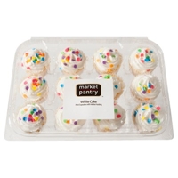 White Mini Cup Cakes with White Frosting 12 Count - Market Pantry Food Product Image