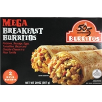 505 Southwestern Mega Breakfast Burritos, 2 count, 20 oz Food Product Image