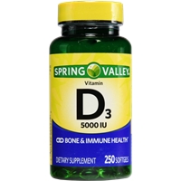 Spring Valley Vitamin D3 Supplement Softgels, 5000 IU, 250 count Product Image