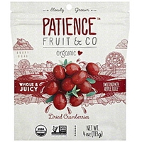 Patience Fruit Dried Cranberries Organic, Sweetened With Apple Juice Food Product Image