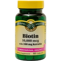 Spring Valley Biotin Tablets, 10,000mcg, 60 count Food Product Image