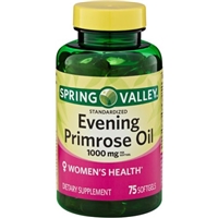 Spring Valley Evening Primrose Oil Dietry Supplement Softgels, 1000 mg, 75 count Food Product Image