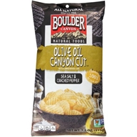 Boulder Canyon Natural Foods Sea Salt & Cracked Pepper Olive Oil Canyon Cut Kettle Cooked Potato Chips, 7.5 oz Food Product Image