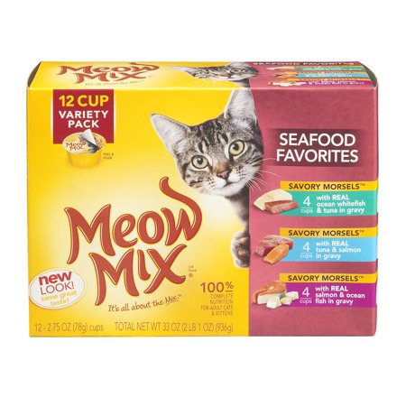 Meow Mix Seafood Favorites Variety Pack Cat Food - 12 Ct Product Image