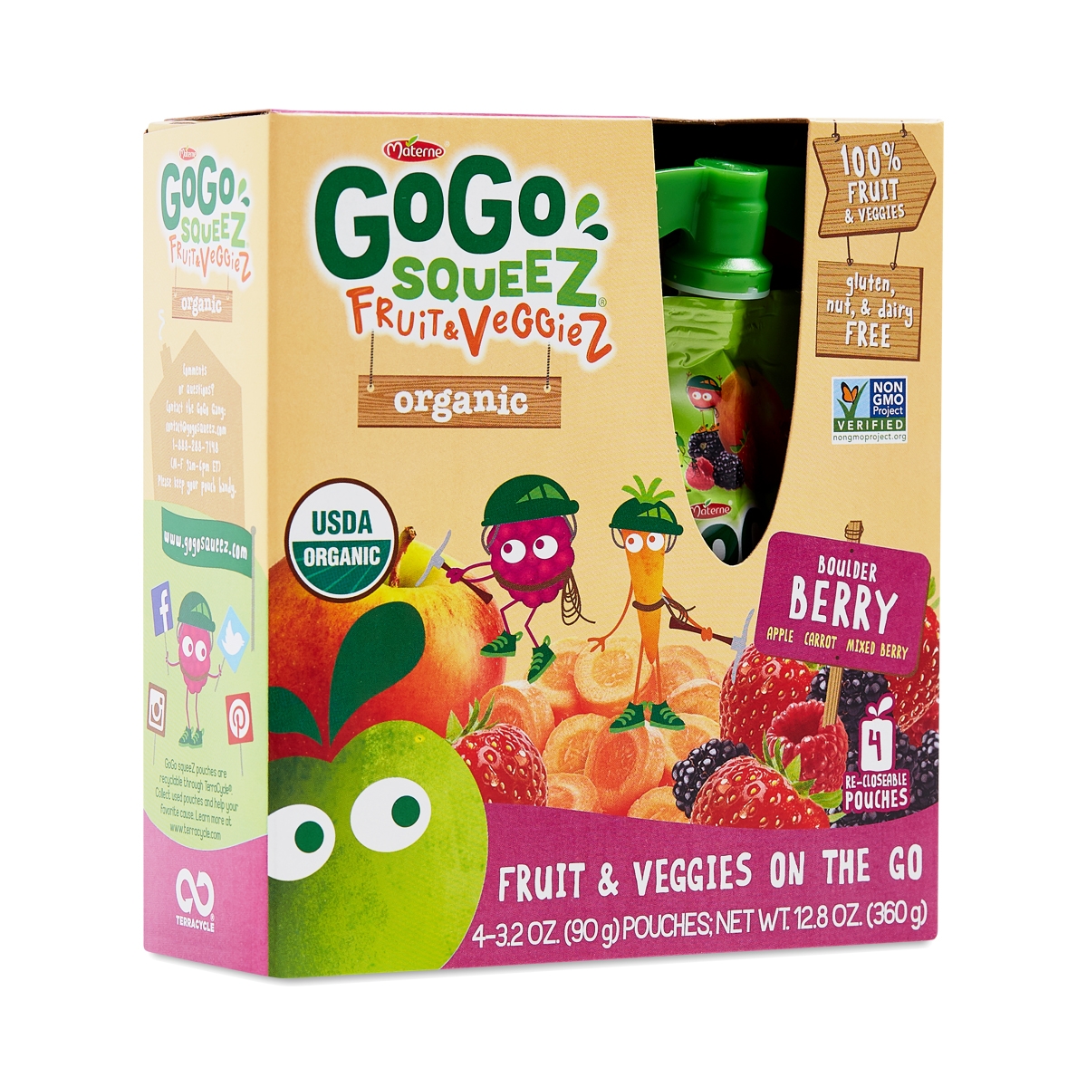 Materne Materne, Gogo Squeez, Fruit & Veggies On The Go Pouches, Boulder Berry Food Product Image