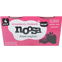 Noosa Yoghurt Strawberry Rhubarb, 4 Pack Food Product Image